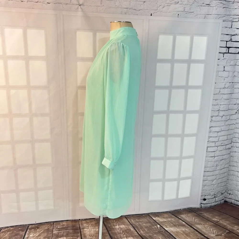 🔥🔥5 for $25🔥🔥 J crew minty green Long-sheer sleeve mockneck shift dress size 2